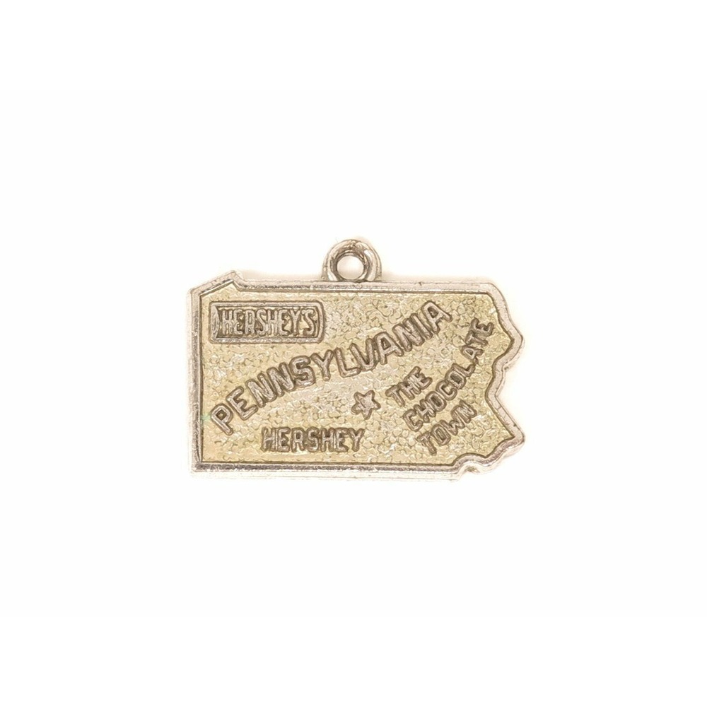 Vintage Hersey's Pennsylvania‎ The Chocolate Town Travel Charm Silver Tn Pendant